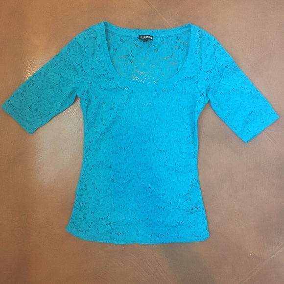 Perfect Gorgeous Lace Top- Deep Peacock Blue-EXCELLENT CONDITION - Picture 2 of 6